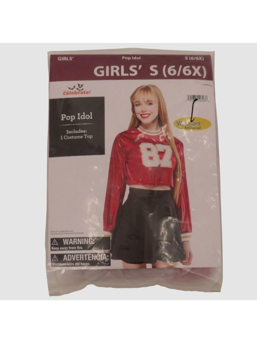 Walmart Pop Idol Girls Small 6/6X Halloween Costume Top Red 87 Number NEW NIB